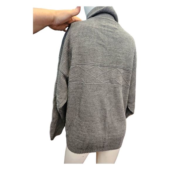 American Priority Gray Textured Zip Turtleneck Cardigan Sweater Size XL - Picture 4 of 9